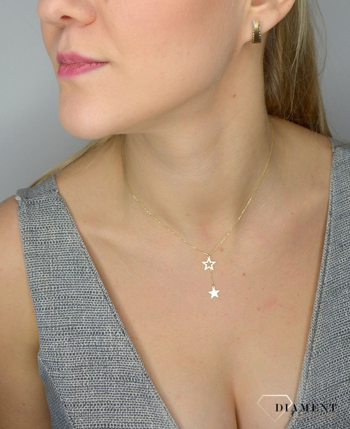 Naszyjnik złoty próby 585 gwiazdki NA 2058  ✓Złote Naszyjniki Damskie w Sklepie z Biżuterią zegarki-diament.pl.jpg